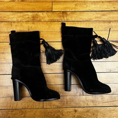 Lanvin Suede Tassel Accents Sock Boots sz 36 EU Women's $1495 Black 