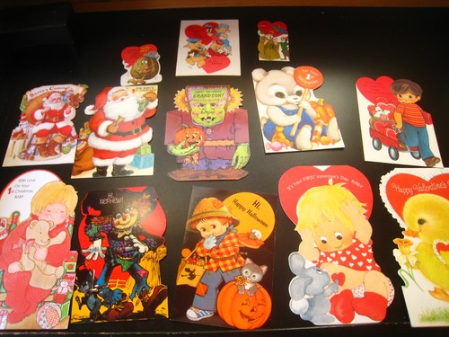 13 Vintage 1978 Holiday Greeting Cards Halloween Christmas Valentines