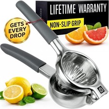 Large Lemon Squeezer Stainless Steel Press - Non-Slip Grip Heavy Duty Manual
