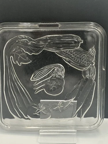 Vintage 1930s Federal Ribbed Clear Glass Square Refrigerator/Veggie Lid Only