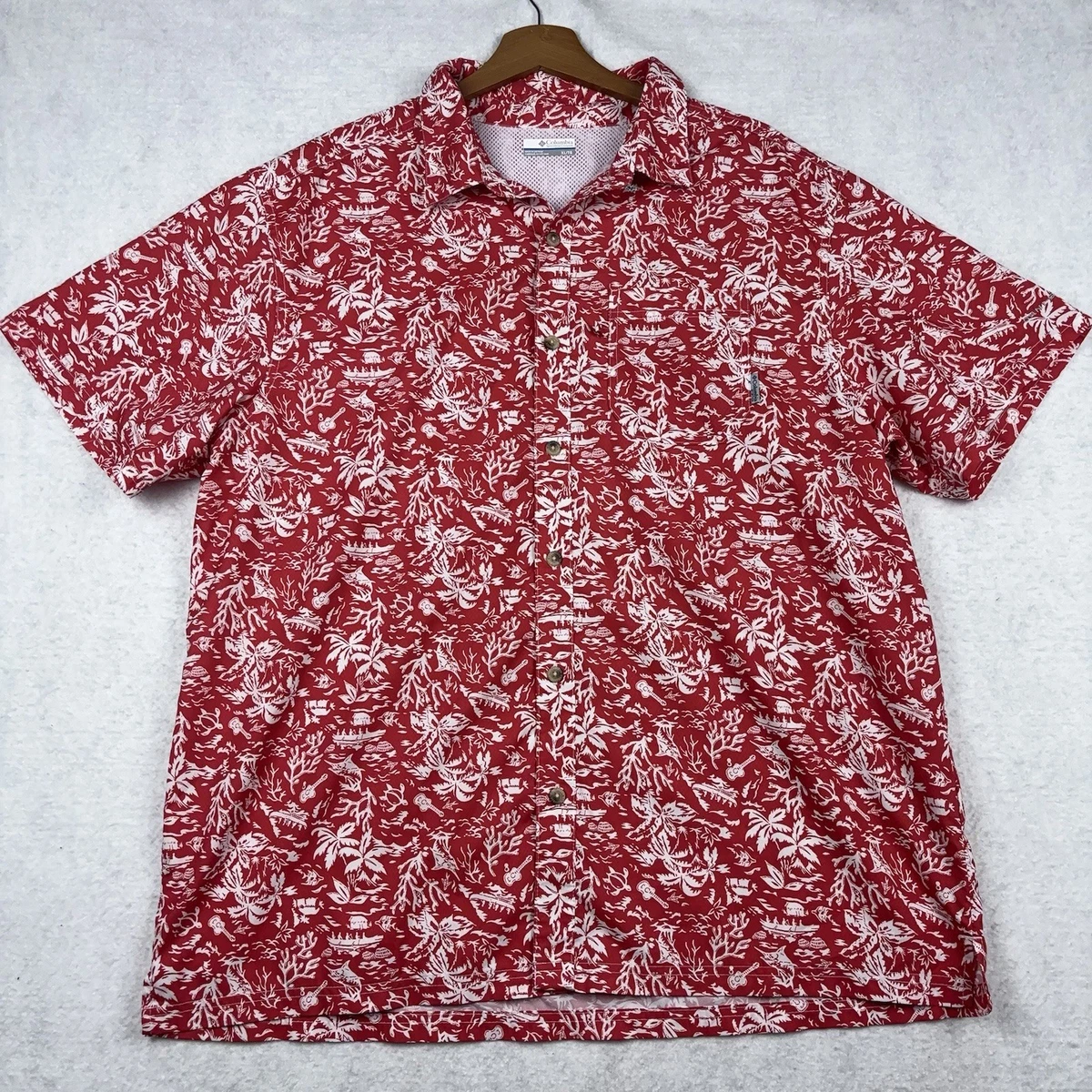 Chemise Columbia PFG Super Bonehead - Homme 2XL - Rouge Et Blanc - Pêche Outdoor