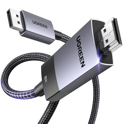 Displayport auf HDMI Kabel 8K 60Hz 4K 240Hz DP 1.4 zu HDMI 2.1 Aluminium 2m k...