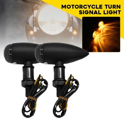 Motorcycle 2pcs Turn Bullet LED Signal Indicator Light Blinker Smoke Lamp Black