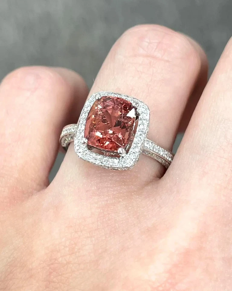 5.07 Ct Natural Pink Spinel Diamond Wedding Ring Solid 18K White Gold Size 6 7 8 - Image 2 of 4