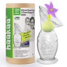 Haakaa Manual Breast Pump w/ Suction Base Flower Stopper Silicone Milk Collector