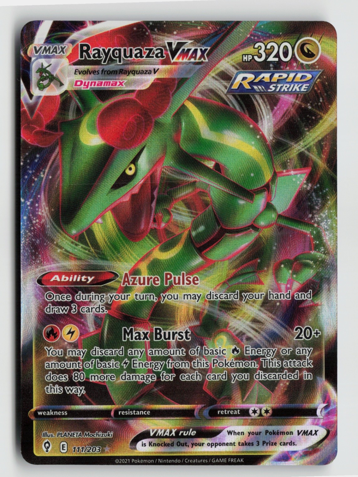 Pokemon - Rayquaza VMAX - 111/203 SWSH07: Evolving Skies - Ultra Rare - NM
