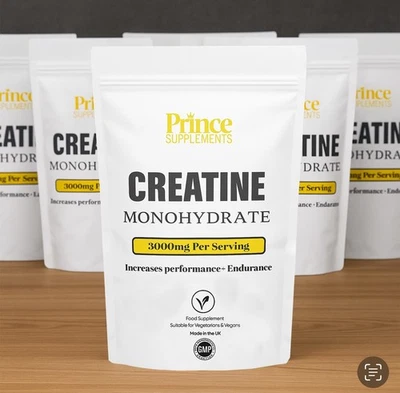 PRINCE SUPPLEMENTS Creatine monohydrate Capsules 3000mg Tablets strength endurance vegan UK Made