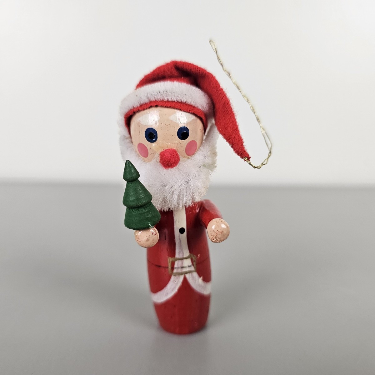 Vintage Santa & Mrs Claus Snowman Hand Painted Carved Wood