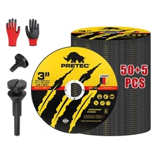 55 Pack Cut Off Wheels 3" x1/16"x3/8" Arbor Metal Cutting Disc Die Grinder Tool