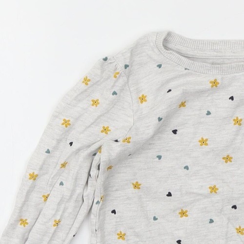 George Girls Grey Floral Viscose blend T-Shirt Size 2-3 Years - Picture 8 of 12