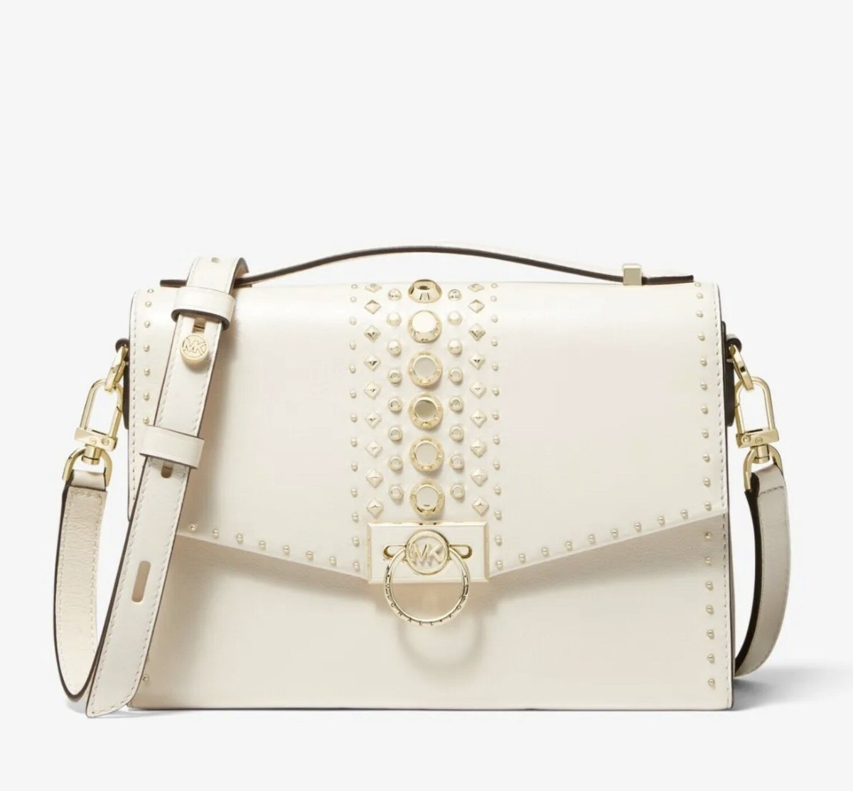 ☂️🍄Michael Kors Hendrix Studded Leather Messenger Bag ☂️🍄Michael Kors Hendrix Studded Leather Messenger Bag