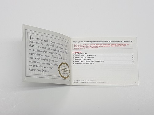 Alleyway Authentic Nintendo Game Boy Original Manual Only - Picture 7 of 8