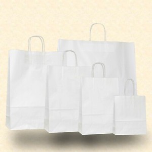 150-300 Papiertragetaschen 5 Größen Kordel Weiß Papiertüte Einkaufstüten  Shopper | Ebay