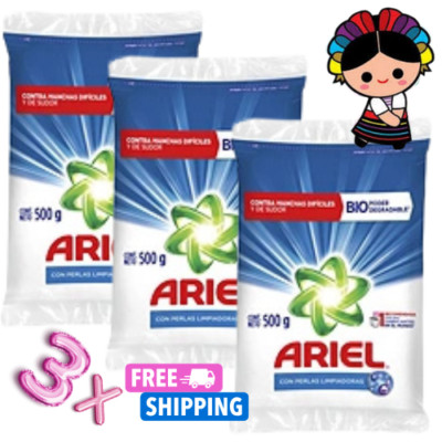 Ariel Powder Laundry Detergent Con Perlas Limpiadoras 27oz 1kg (3x)