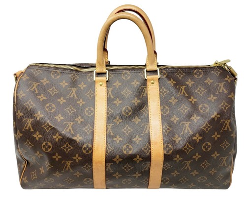 Louis Vuitton Monogram Keepall Bandouliere 45 Coated Canvas \u0026 Vachetta  Leather | eBay