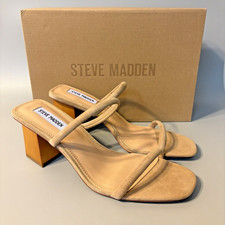 NEW Steve Madden Sandals Honey Tan Suede Size 9.5 Block Heel Neutral