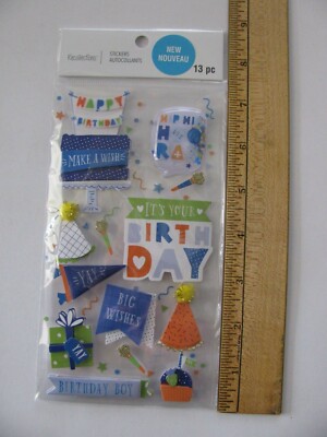 Recollections BIRTHDAY BOY Dimensional Stickers 13 Pieces NIP 