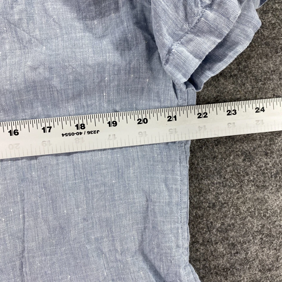 Michael Kors Shirt Men XL Blue Button Up Collared Slim Fit Short Sleeve Solid - Image 4 of 4