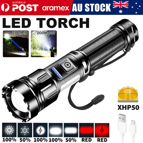 1000000 Lumen Military Tactical LED Torch COB Flashlight Rechargeable
