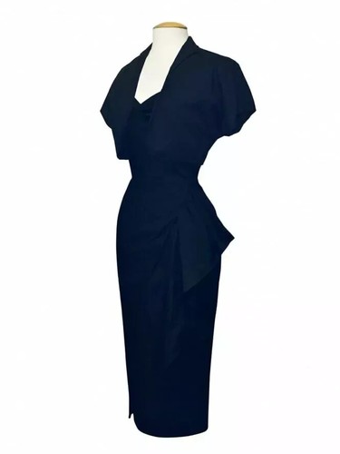 Vivien of Holloway 1940s Retro Style Navy Halterneck Sarong Dress and Bolero Set - Picture 7 of 18