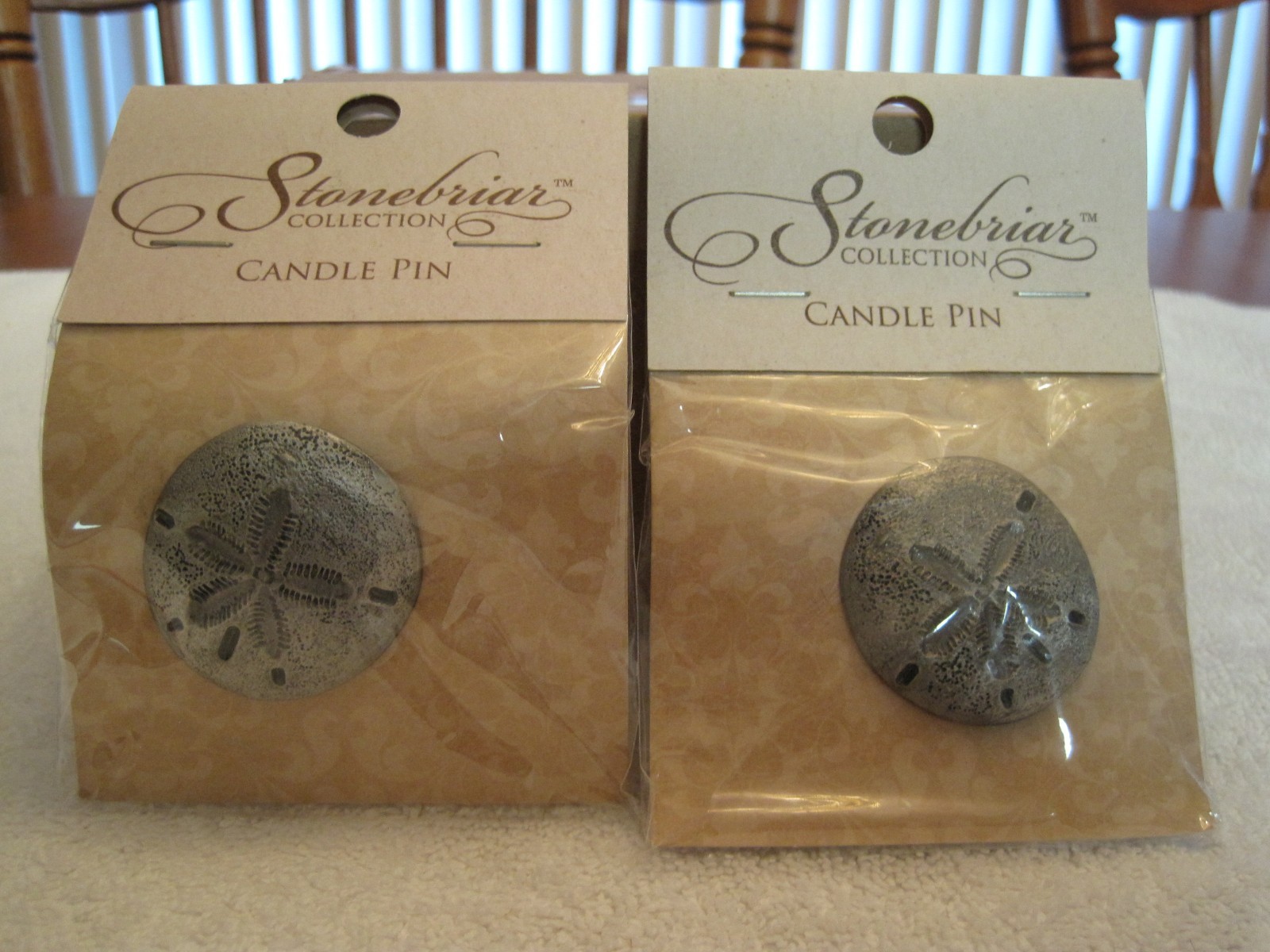 STONEBRIAR COLLECTION 2 SAND DOLLAR CANDLE PINS FOR PILLAR CANDLES ONLY