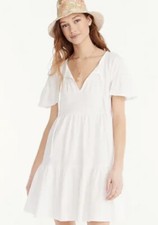NWT J Crew Women’s Broken in Jersey Tiered Mini Dress Small S White
