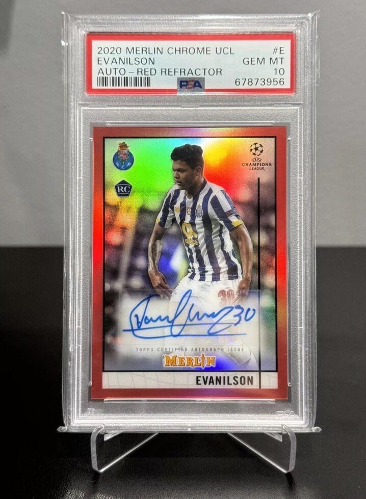 2020 Topps Merlin Chrome UCL Evanilson Rookie Auto RED /10 PSA 10