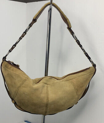 Vintage Ysl Mombasa Cresent Shaped Suede Mini Hobo Bag by Yves Saint Laurent