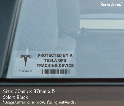 Quality Control Sticker Tesla 5X PROTECTED BY A TESLA Car Security Stickers Anti Theft Decals Best ...