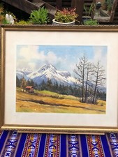 Landschaftsaquarell Nochspitz bei Mutters von Sigmund Wurzer, Insbruck 1971