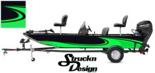 Black Lime Swirl Graphic Abstract Design Wrap Fishing Bass Boat Vinyl Decal USA