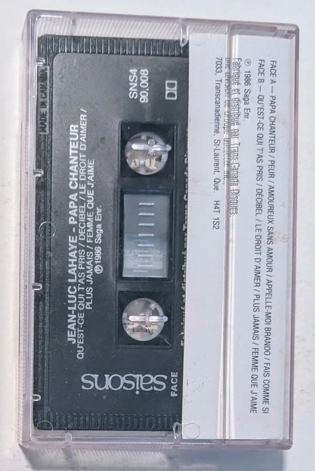 Jean-Luc Lahaye - Papa Chanteur (1986) - Canada - Cassette VG+ (Tested) - Image 3 of 4