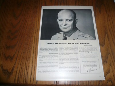 Fire Prevention Ad Advertisement Vintage Print Ad - Dwight D Eisenhower