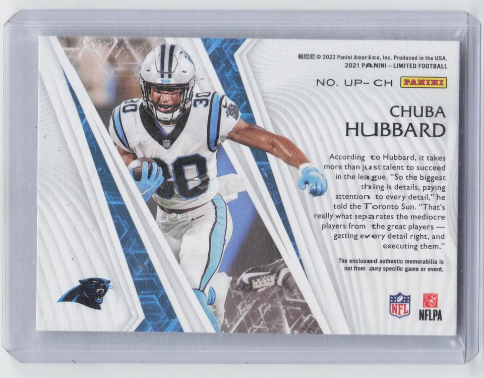 2021 Panini Limited #UP-CH Chuba Hubbard Unlimited Potential #/75 - Image 2 of 2