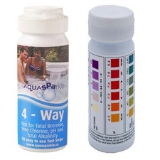 AQUASPARKLE 4 Way Test Strips for CHLORINE, BROMINE, PH & TA Hot Tub Pool (x 50)
