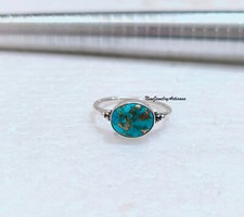Blue Copper Turquoise Ring 925 Silver Handmade Gift For Her All Ring Size