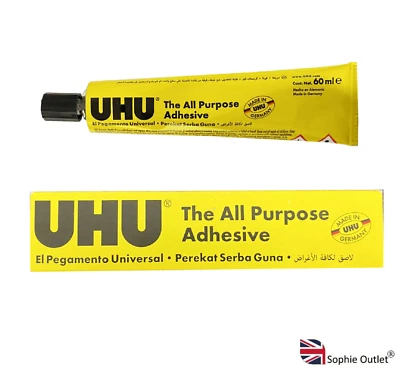 SOPHIE OUTLET 60ml Original UHU Clear Adhesive All Purpose Super Glue Craft DIY Strong UK
