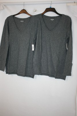 2 GRAUE LANGARM-T-SHIRTS AUS BAUMWOLLE VON GOODTHREADS 8231 NEU MIT ETIKETT