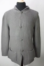 Giorgio Armani Black Label Gray Thick Heavy Linen Blend Woven Sweater Sz 48 NEW