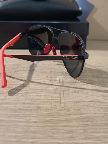 Ferrari Ray Ban RB 8313-M F009/6G Black/Red Grey Lens Pilot Sunglasses 61-13-140 - Picture 6 of 15