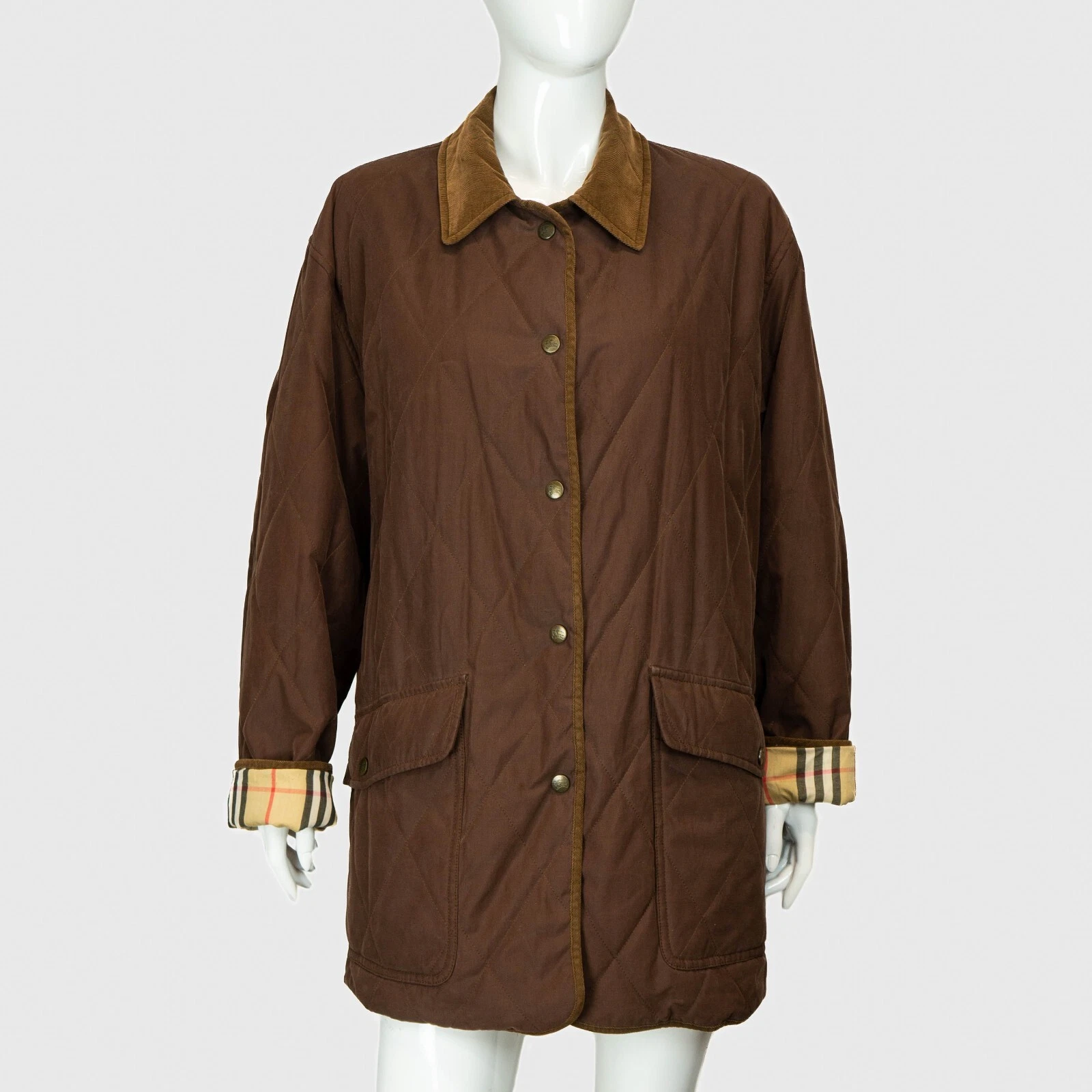 Giacca trapuntata BURBERRY check marrone vintage anni 90