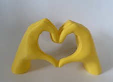 Modern Yellow Heart Hand Figurine PLA Ornament Decor Romantic Sculpture LoveGift
