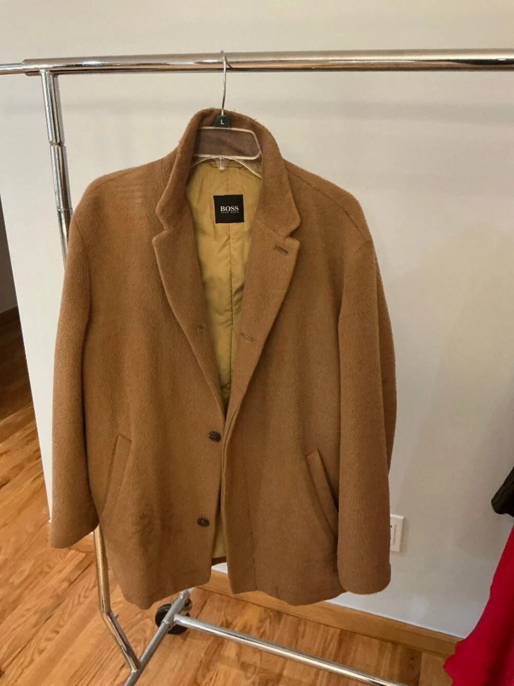 BOSS Hugo Boss Camel Overcoat Quilted Lining Classic Winter Men's L - product detail image 1