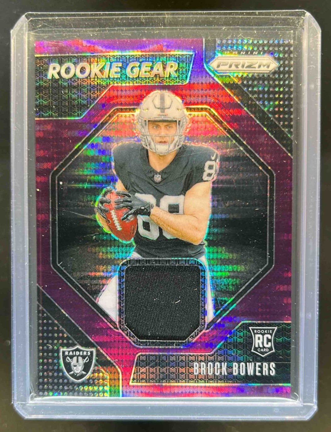 2024 Prizm Brock Bowers Rookie Gear RC Purple Pulsar #RG-BBS Raiders