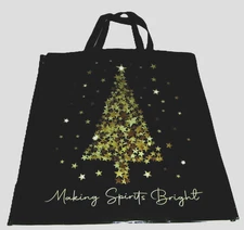 CHRISTMAS~Reusable Tote Bag ~19" X 17" X 7" ~ MAKING SPIRITS BRIGHT