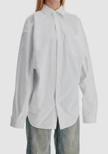 Balenciaga Women's White Balenciaga Collared Long-Sleeve Shirt Top Size 38
