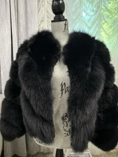 Red Fox Real Black Fur Jacket Size xs