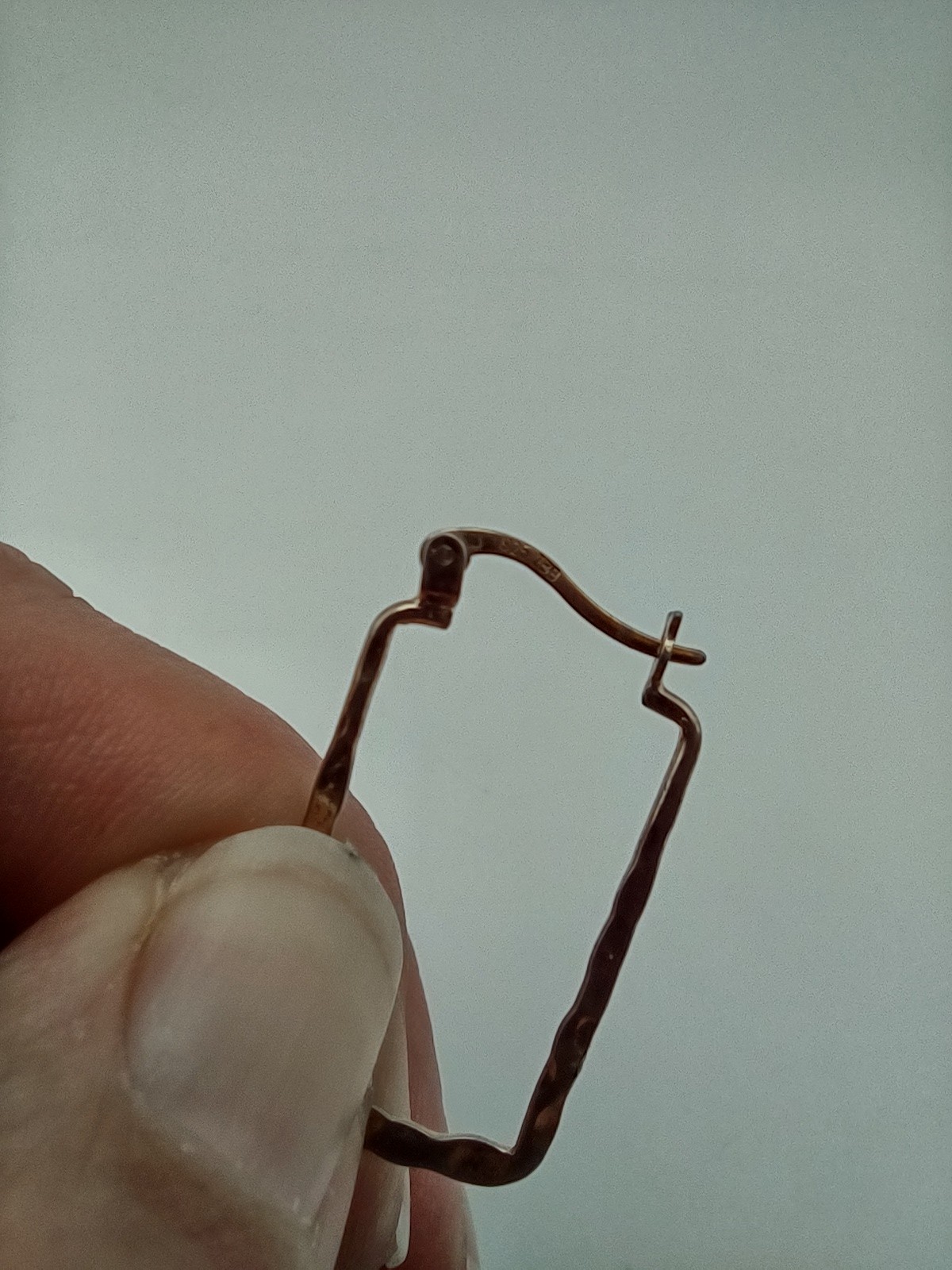 IBB Sterling Silver Hammered Rectangular Hoop Ear… - image 3