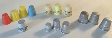14 Vintage Old Thimbles - Metal and Plastic