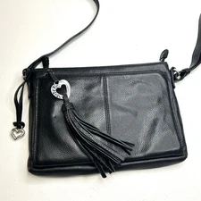 BRIGHTON Barbadoes Banks City Bag Organizer Black Leather Crossbody Bag